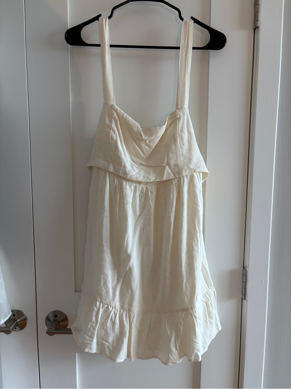 Altar'd State Cream Ruffle-Hem Mini Dress